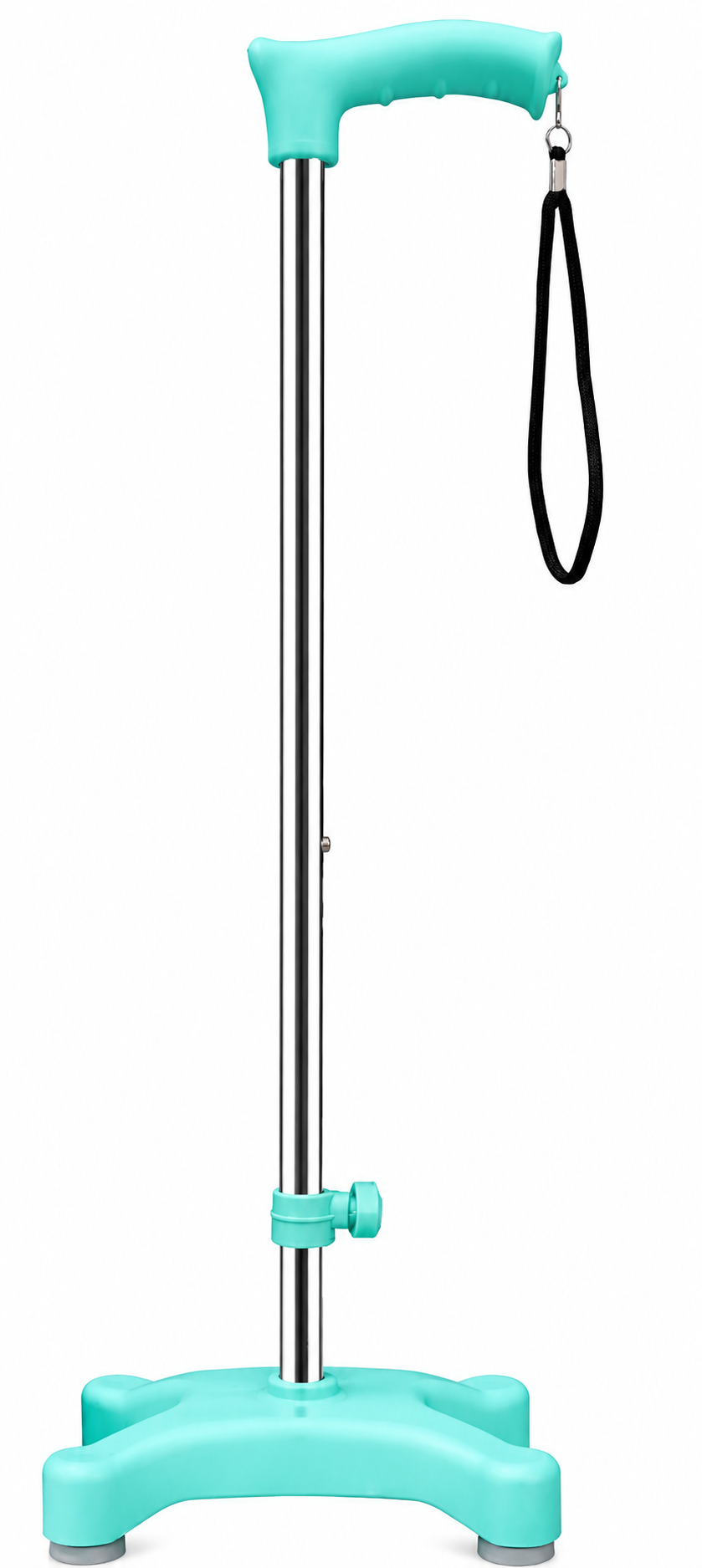 Height Adjustable Quadripod Walking Stick with Ergonomic Handle & Wrist Strap – Green